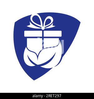 Vecteur de concept de logo Gift Leaf. Modèle de conception de logo de cadeau de nature. Modèle de conception de logotype unique et organique. Illustration de Vecteur