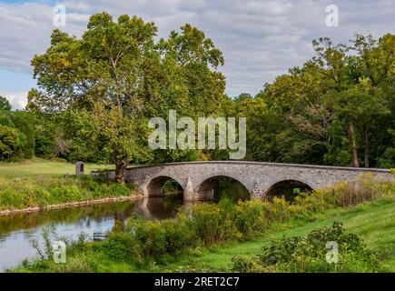 Pont de Burnside en fin d'après-midi d'été, champ de bataille national d'Antietam, Maryland États-Unis Banque D'Images