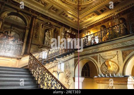L'escalier du roi au palais de Kensington avec des murs peints par William Kent, Londres, Angleterre Banque D'Images