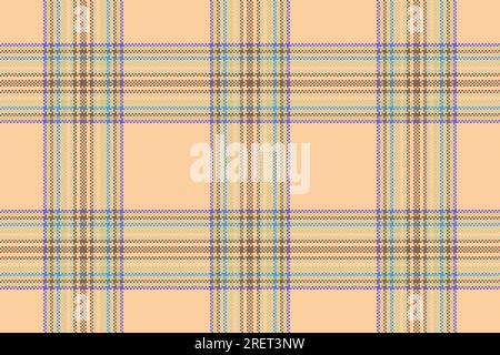 Tartan de fond sans couture de plaid de texture vectorielle avec un motif textile à carreaux de tissu dans des couleurs orange et pastel. Illustration de Vecteur
