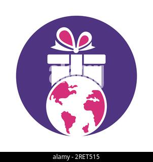 Vecteur de modèle de conception de logo de cadeau global. Modèle d'icône de logo de Gift World. Illustration de Vecteur