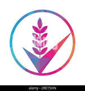 Logo Wheat grain Check. Grain Wheat logo concept signe symbole icône Design. Illustration de Vecteur