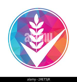 Logo Wheat grain Check. Grain Wheat logo concept signe symbole icône Design. Illustration de Vecteur