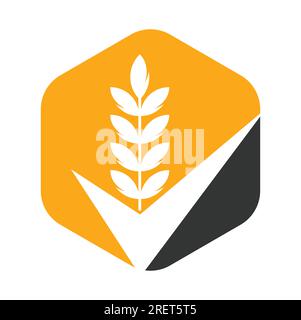 Logo Wheat grain Check. Grain Wheat logo concept signe symbole icône Design. Illustration de Vecteur