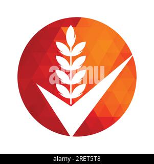 Logo Wheat grain Check. Grain Wheat logo concept signe symbole icône Design. Illustration de Vecteur