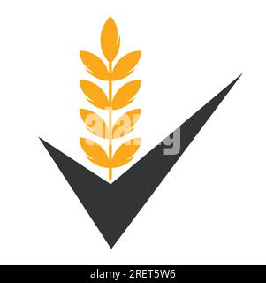 Logo Wheat grain Check. Grain Wheat logo concept signe symbole icône Design. Illustration de Vecteur