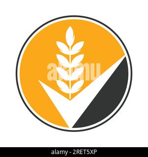 Logo Wheat grain Check. Grain Wheat logo concept signe symbole icône Design. Illustration de Vecteur