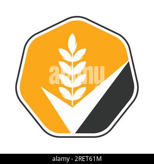 Logo Wheat grain Check. Grain Wheat logo concept signe symbole icône Design. Illustration de Vecteur