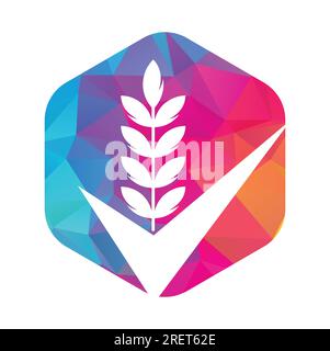 Logo Wheat grain Check. Grain Wheat logo concept signe symbole icône Design. Illustration de Vecteur