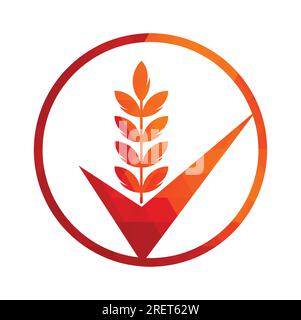 Logo Wheat grain Check. Grain Wheat logo concept signe symbole icône Design. Illustration de Vecteur