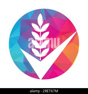 Logo Wheat grain Check. Grain Wheat logo concept signe symbole icône Design. Illustration de Vecteur