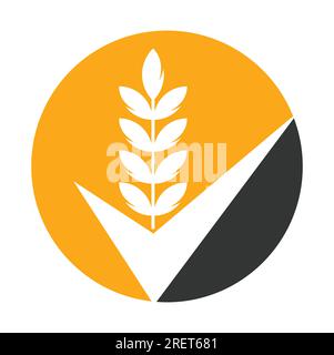 Logo Wheat grain Check. Grain Wheat logo concept signe symbole icône Design. Illustration de Vecteur