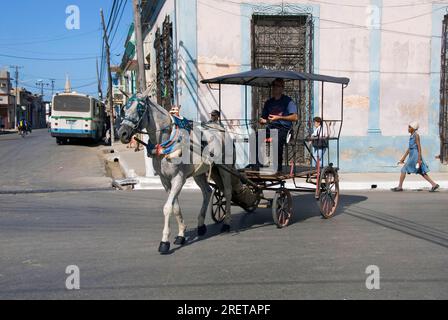 Calèche tirée par des chevaux, Cardenas, Cuba Banque D'Images