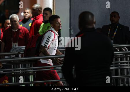 Belo Horizonte, Brésil. 29 juillet 2023. MG - BELO HORIZONTE - 07/29/2023 - BRAZILEIRO A 2023, ATLETICO-MG X FLAMENGO - Allan AS Flamengo arrive pour le match contre l'Atletico-MG au stade Independencia pour le championnat brésilien A 2023. Photo : Gilson Lobo/AGIF/Sipa USA crédit : SIPA USA/Alamy Live News Banque D'Images