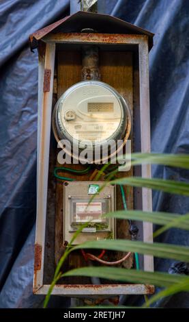Compteur d'électricité Tortuguero Costa Rica Banque D'Images
