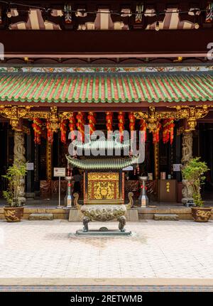 Thian Hock Keng Temple Courtyard, Chinatown, Singapour Banque D'Images