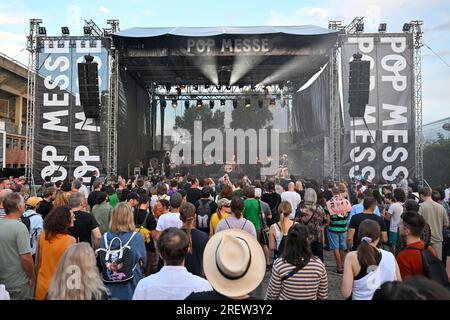 Brno, République tchèque. 29 juillet 2023. Groupe de musique spiritualisée se produit lors du festival de musique international Pop Messe, le 29 juillet 2023, à Brno, en République tchèque. Crédit : Vaclav Salek/CTK photo/Alamy Live News Banque D'Images