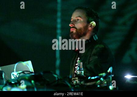 Brno, République tchèque. 29 juillet 2023. Max Cooper se produit lors du festival international de musique Pop Messe, le 29 juillet 2023, à Brno, en République tchèque. Crédit : Vaclav Salek/CTK photo/Alamy Live News Banque D'Images