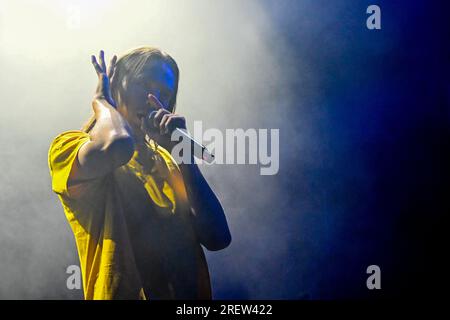 Brno, République tchèque. 29 juillet 2023. Tommy Cash (Tomas Tammemets) se produit lors du festival international de musique Pop Messe, le 29 juillet 2023, à Brno, en République tchèque. Crédit : Vaclav Salek/CTK photo/Alamy Live News Banque D'Images