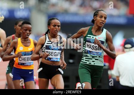 Sifan HASSAN (pays-Bas, Hollande) en compétition dans la finale du 5000m féminin au 2023, IAAF Diamond League, Queen Elizabeth Olympic Park, Stratford, Londres, Royaume-Uni. Banque D'Images