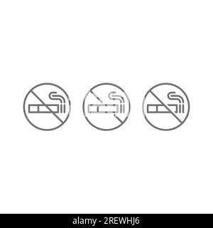Signe vectoriel d'interdiction de ligne de tabac. Icône de contour non autorisé à fumer. Illustration de Vecteur