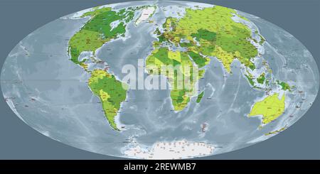 Carte politique détaillée du monde projection Aitoff Illustration de Vecteur