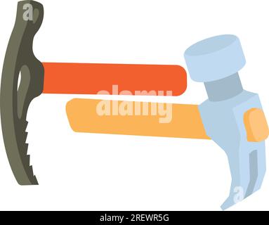 Vecteur isométrique de l'icône du concept d'équipement. Extracteur de clou de marteau et hache à glace moderne. Équipement, outil Illustration de Vecteur