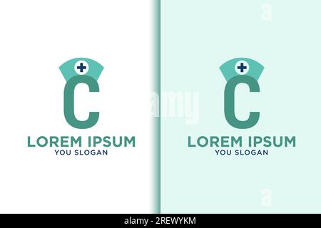 Lettre C avec logo de santé de chapeau d'infirmière Illustration de Vecteur