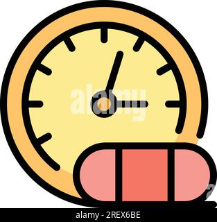 Time pills JAR JAR vecteur de contour d'icône. Pilule médicamenteuse. Couleur de prescription de pharmacie plat Illustration de Vecteur