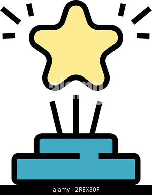 Vecteur de contour d'icône de podium d'étoile. Gold Award. Plate-forme de cérémonie couleur plate Illustration de Vecteur