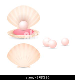 Perle rose clair en coquille Illustration de Vecteur