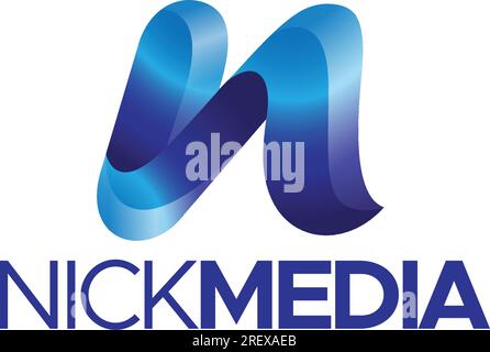 Flat Letter Mark initial NICK MEDIA logo design Illustration de Vecteur