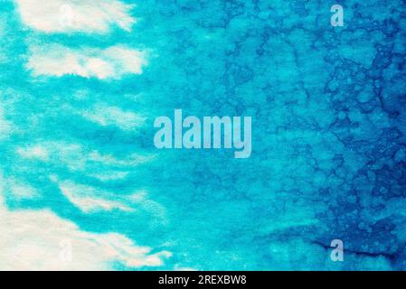 fond aquarelle peint en bleu et blanc sur texture de papier Banque D'Images