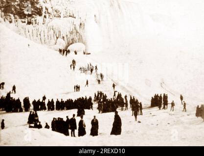 Chutes américaines et montagne de glace, chutes du Niagara, États-Unis, probablement années 1860 Banque D'Images