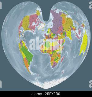 Projection de bonne carte du monde politique détaillée Illustration de Vecteur