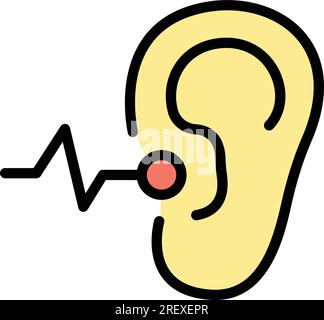 Vecteur de contour d'icône de bouchons d'oreille de sécurité. Bruit silencieux. Réduction d'écoute couleur plate Illustration de Vecteur