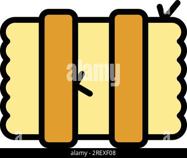 Vecteur de contour d'icône de foin. Balle de paille. Meule de foin ferme couleur plat Illustration de Vecteur
