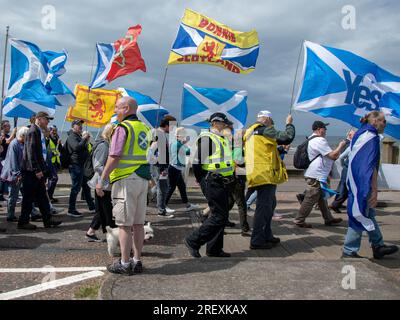 Ayr, Écosse Royaume-Uni. 29 juillet 2023 : Marche de l'indépendance à Ayr, Écosse. Banque D'Images