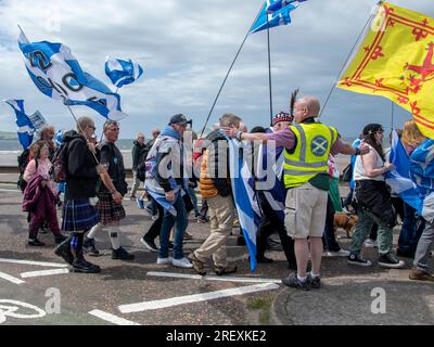 Ayr, Écosse Royaume-Uni. 29 juillet 2023 : Marche de l'indépendance à Ayr, Écosse. Banque D'Images