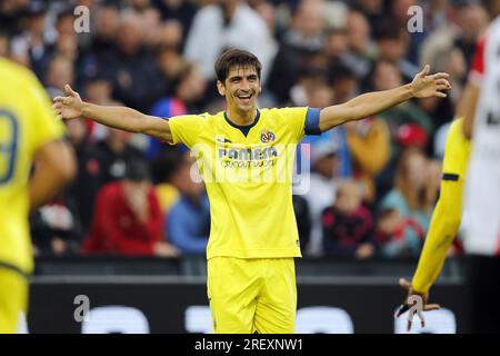 ROTTERDAM - Gerard Moreno de Villarreal CF célèbre le 0-1 lors du match amical entre Feyenoord et Villareal CF au Feyenoord Stadion de Kuip le 27 juillet 2023 à Rotterdam, pays-Bas. AP | taille néerlandaise | BART STOUTJESDYK Banque D'Images