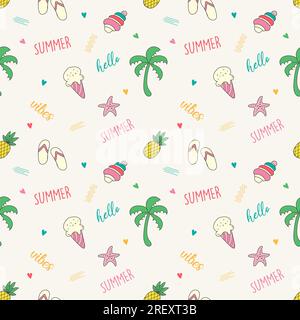 Thème d'été coloré fond de motif sans couture avec des éléments d'été Illustration de Vecteur