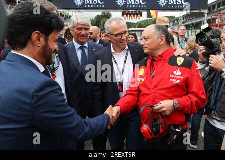 VIEGAS Jorge, Président de la FIM, BEN SULAYEM Mohammed (eau), Président de la FIA, DOMENICALI Stefano (ita), Président-Directeur général DU Groupe de Formule 1 FOG, VASSEUR Frédéric (fra), Team principal & General Manager de la Scuderia Ferrari, portrait, lors du Grand Prix de Belgique de Formule 1 MSC Croisières, 2023, 12e manche du Championnat du monde de Formule 1 2023 du 28 au 30 juillet 2023 sur le circuit de Spa-Francorchamps, à Stavelot, Belgique - photo Florent Gooden / DPPI Banque D'Images