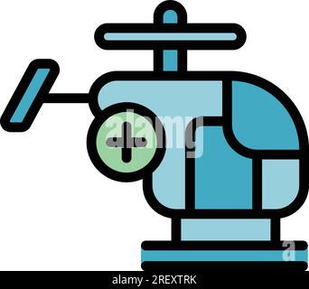 Vecteur de contour d'icône d'hélicoptère de sauvetage. Recherche maritime. Ambulance aérienne couleur plat Illustration de Vecteur