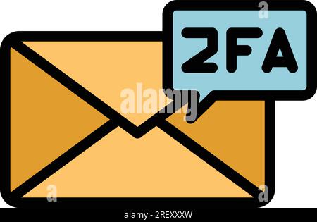 Vecteur de contour d'icône d'authentification à deux facteurs de courrier. Mot de passe de vérification. Code SMS couleur plat Illustration de Vecteur