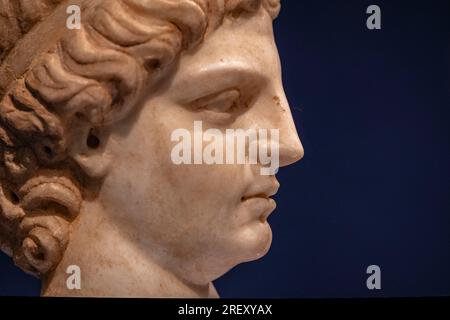 Minerva Pacifica, Dame de Calahorra, marbre, 2e siècle après JC, la Clínica, Musée de romanisation, Calahorra, la Rioja, Espagne, Europe Banque D'Images