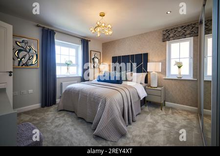 Chambre principale dans une maison d'exposition à Macclesfield Banque D'Images