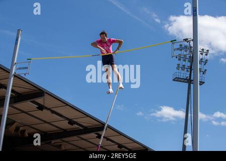 Albi, France. 30 juillet 2023. Renaud Lavillenie lors du Championnat de France d'athlétisme 2023 à Albi, France, le 30 juillet 2023. Photo d'Arnaud Bertrand/ ABACAPRESS.COM crédit : Abaca Press/Alamy Live News Banque D'Images