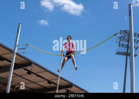 Albi, France. 30 juillet 2023. Renaud Lavillenie lors du Championnat de France d'athlétisme 2023 à Albi, France, le 30 juillet 2023. Photo d'Arnaud Bertrand/ ABACAPRESS.COM crédit : Abaca Press/Alamy Live News Banque D'Images