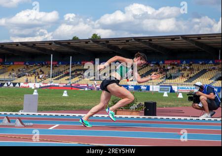 Albi, France. 30 juillet 2023. Louise Maraval, championne de France du 400 m haies lors du Championnat de France d'athlétisme 2023 à Albi, France, le 30 juillet 2023. Photo d'Arnaud Bertrand/ ABACAPRESS.COM crédit : Abaca Press/Alamy Live News Banque D'Images