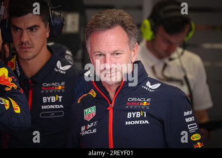 Christian Horner Team principal à Oracle Red Bull Racing lors du GP de Belgique, Spa-Francorchamps 27-30 juillet 2023 Championnat du monde de Formule 1 2023. Banque D'Images